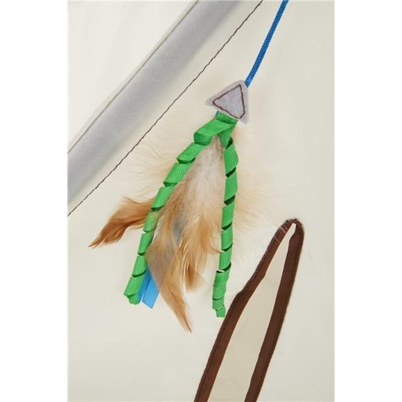 Kitty Camp Crinkle Cat Tent Hideaway with Feather Toy - Beige, One Size - Picture 4 of 7